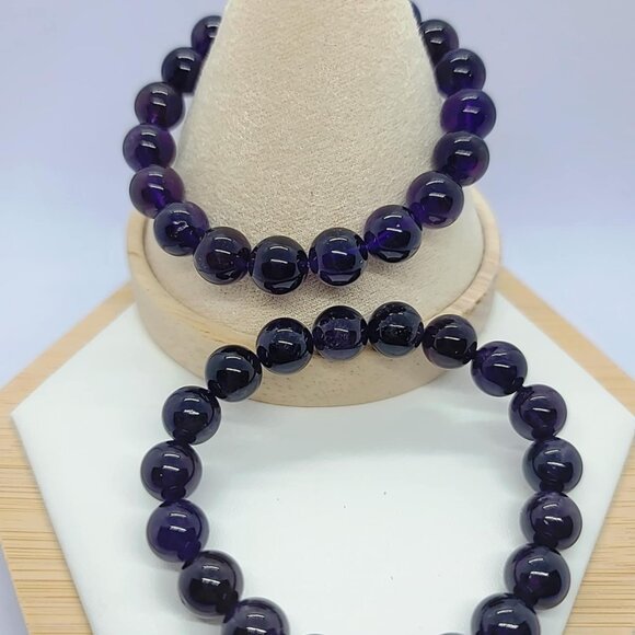 Genuine Natural Amethyst Bracelet High-End Quality With Certificate 10MM - Picture 7 of 8